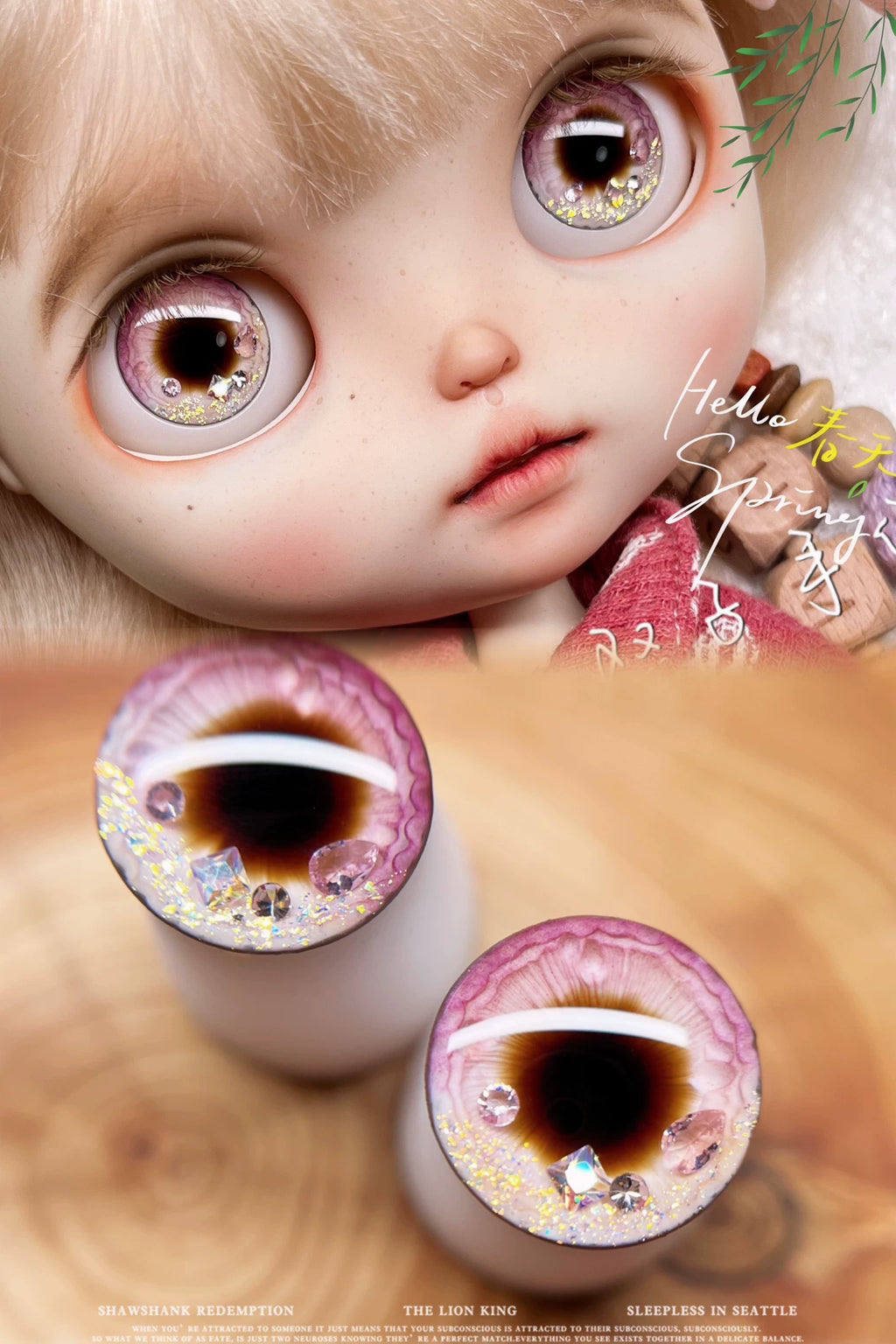 Handgefertigte Blythe Eyechips mit 3D-Effekt und tiefengeätzten Irisdetails