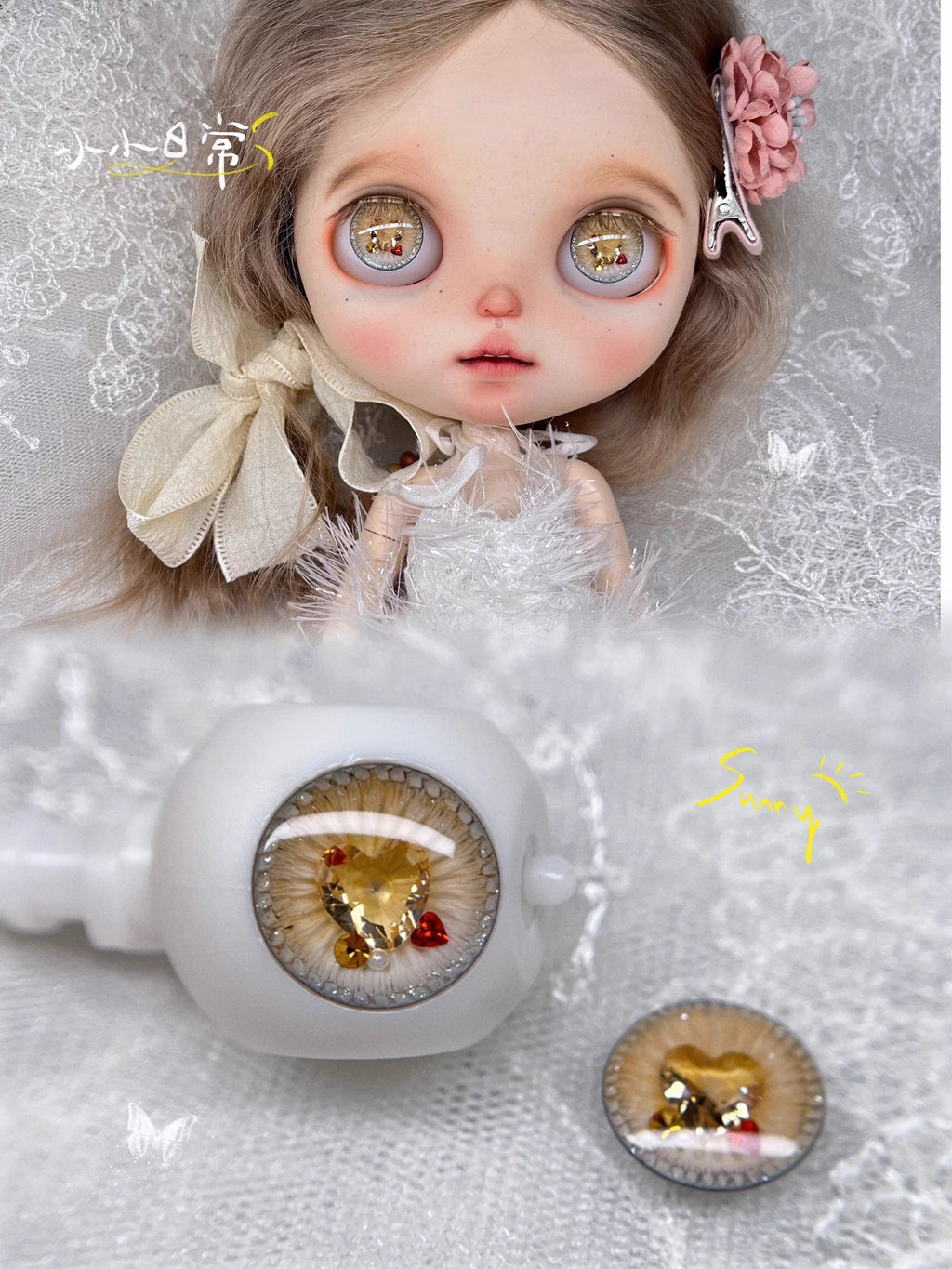 Handgefertigte Blythe Eyechips mit 3D-Effekt und tiefengeätzten Irisdetails