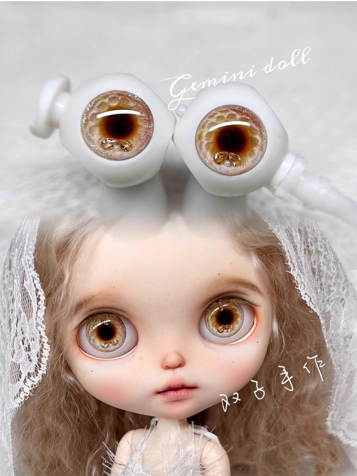 Handgemachte 3D Blythe-Puppenaugen - Farbpulver in Kristallklar