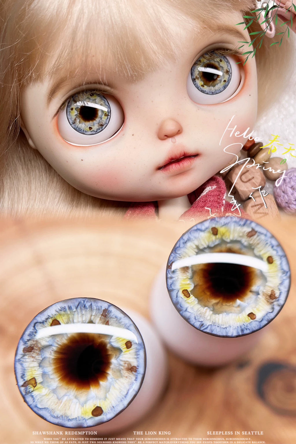 Handgefertigte Blythe Eyechips mit 3D-Effekt und tiefengeätzten Irisdetails
