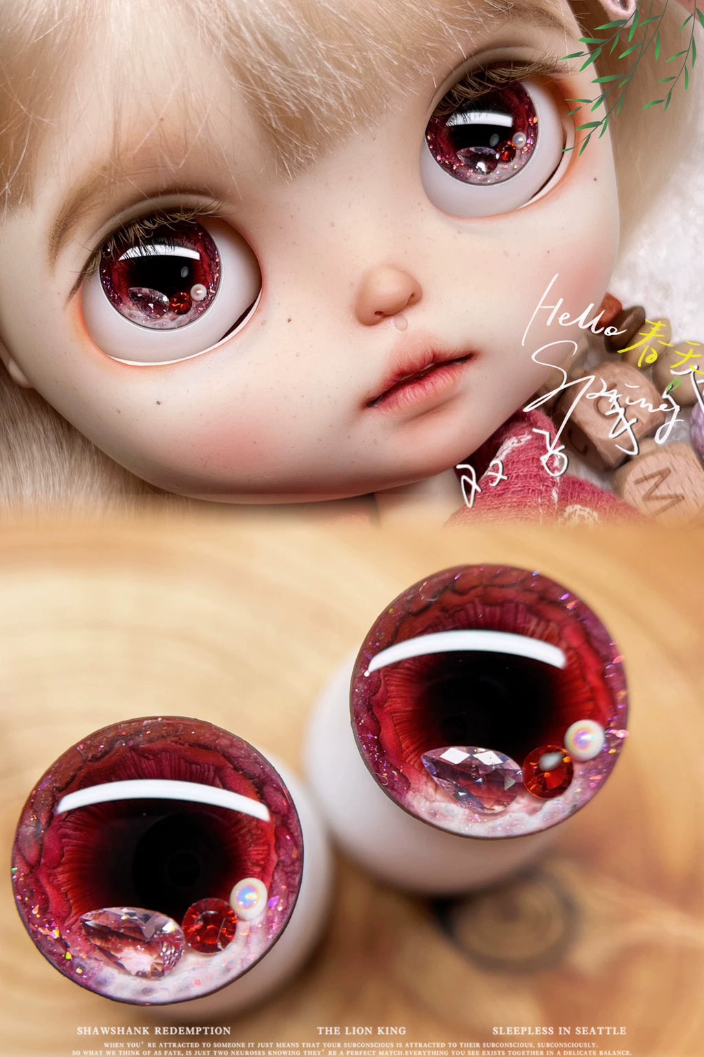 Handgemachte 3D Blythe-Puppenaugen - Farbpulver in Kristallklar
