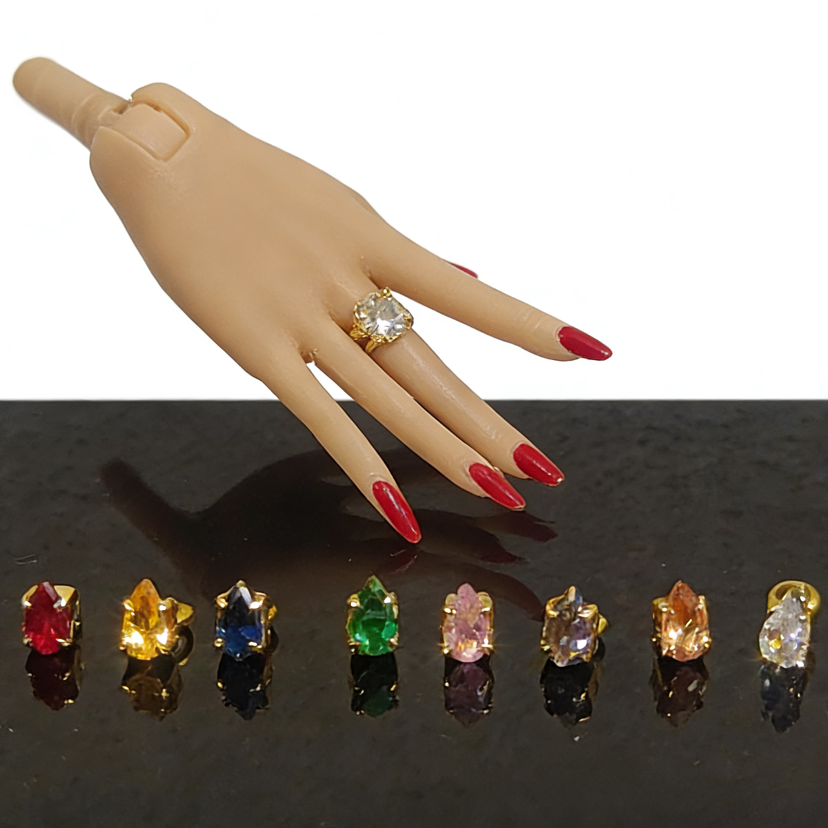 1/6 Doll Jewelry RING for Fashion Royalty Poppy Parker Integrity Toys.3x5 mm teardrop-cut cubic zirconia.